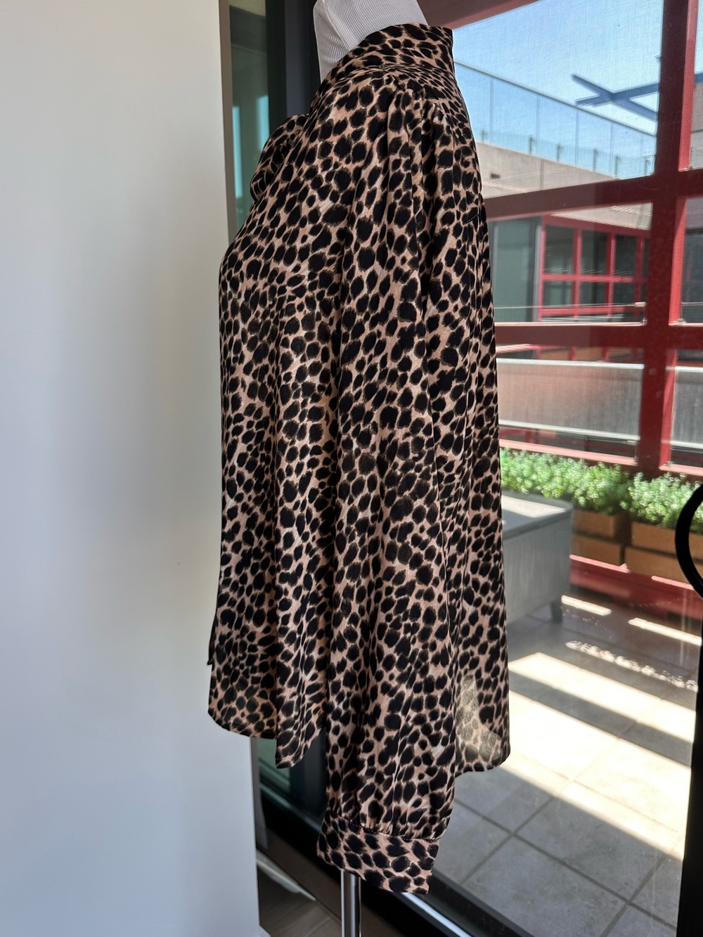 J. Crew Leopard Tie-Neck Blouse - Black & Tan - Picture 2 of 5